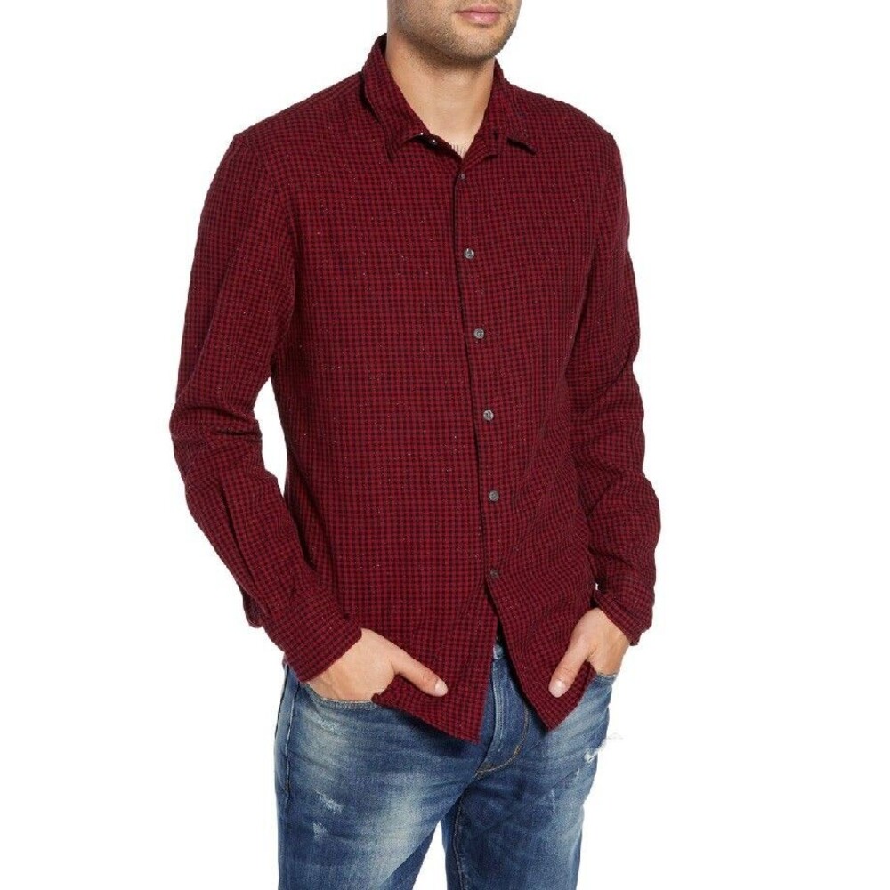 John Varvatos Star USA Red & Black Check Sport Shirt XL NWT (A-4)